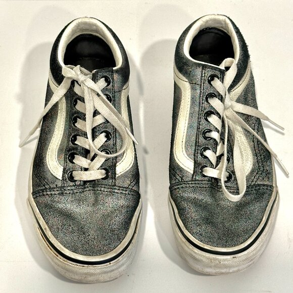 Vans Low Top Sneakers Skateboard Shoes Gray Shimmer Glitter